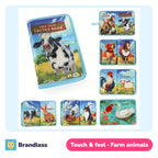 Farm animals touch and feel cloth book for toddlers with cow, horse, rooster and rabbit pages