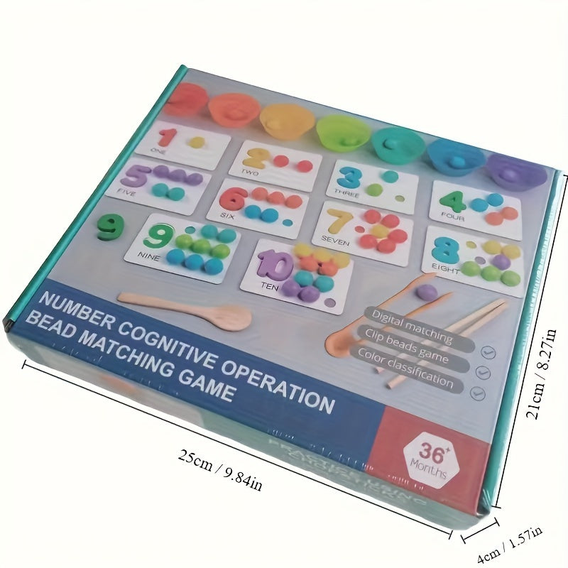 Wooden Bead Counting and Clip Game with Colour Cards (photo 3)