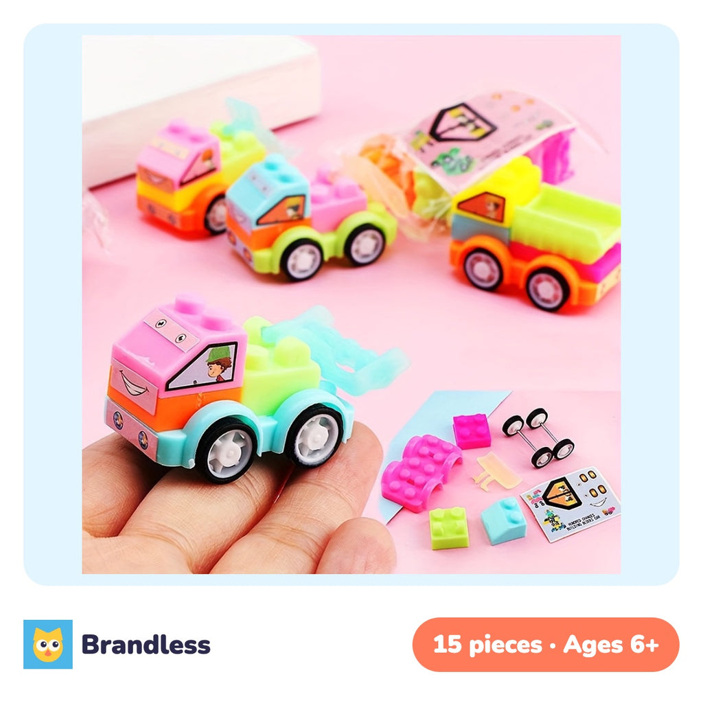 Mini building-block puzzle car kits in mixed colours