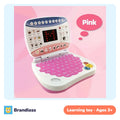 Pink handheld mini English learning machine toy with a display screen
