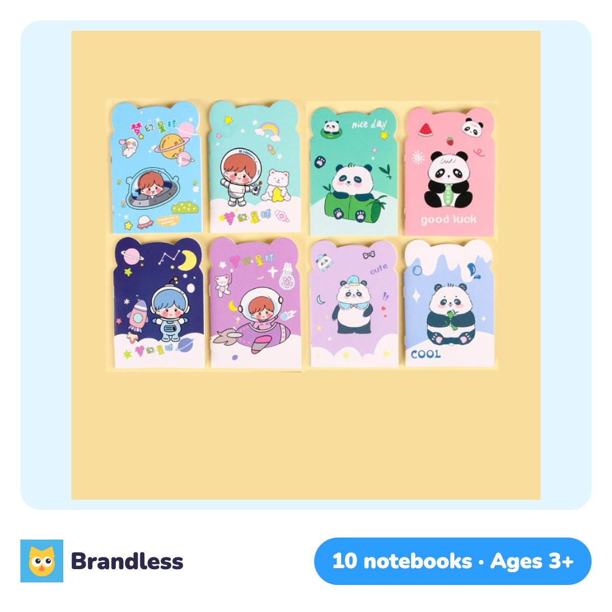 Ten bear-shaped mini lined notebooks for children