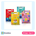Shiny pearlescent plastic party tote bags with handles