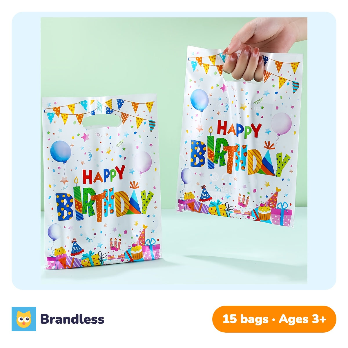 Colourful Happy Birthday party gift bags