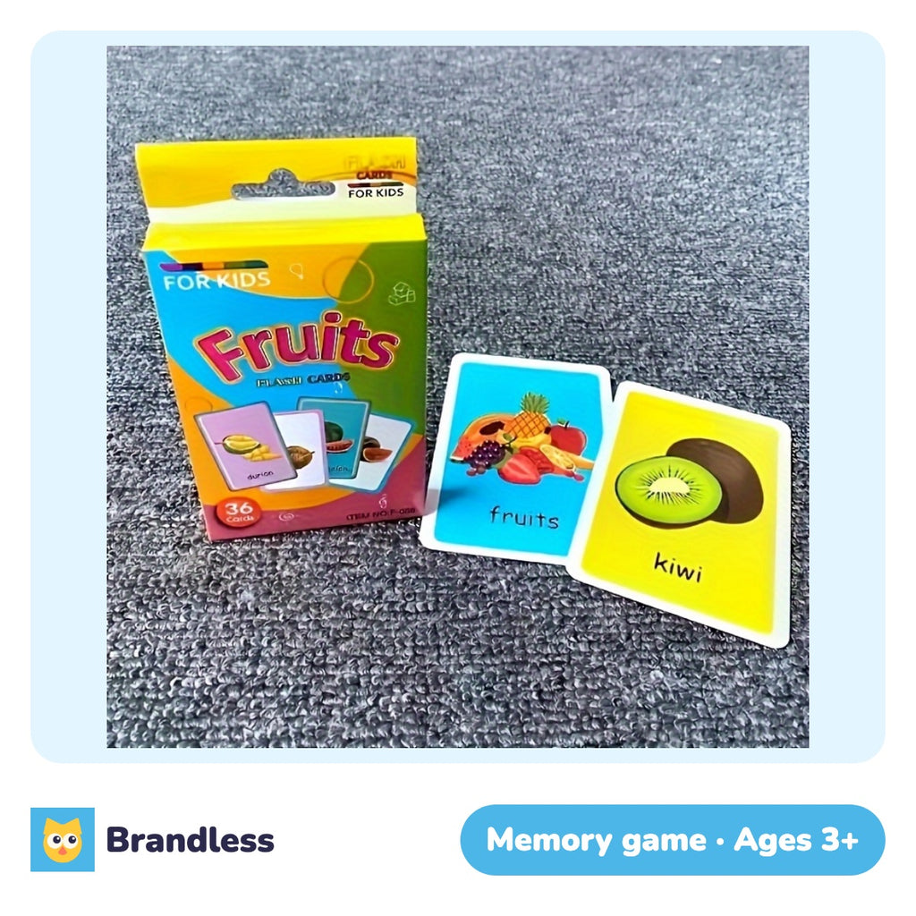 Fruit-themed memory card game in a box