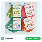 80 English early learning flash cards for colours, shapes, numbers and food