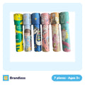 Seven plastic rotating magic kaleidoscopes in mixed colours