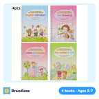 Four reusable magic handwriting practice copybooks for preschool children