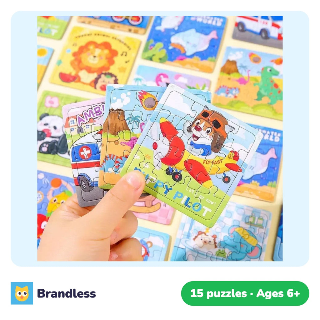 Mini cardboard cartoon jigsaw puzzles with animal and adventure scenes