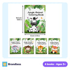 Four jungle animal colouring books for children