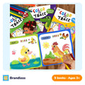 Five colour-and-trace animal drawing books for children