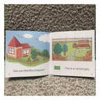 Open picture book about shapes: This is a rectangle