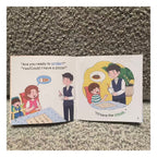 Open picture book about ordering food in a restaurant
