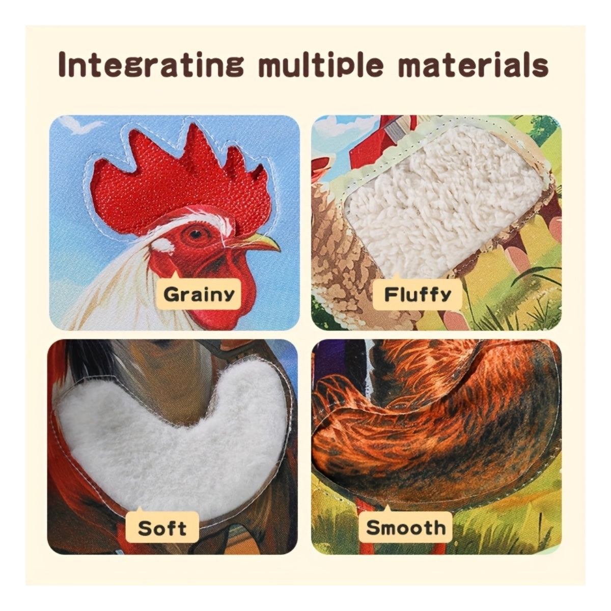 Textures in the book: grainy, fluffy, soft and smooth