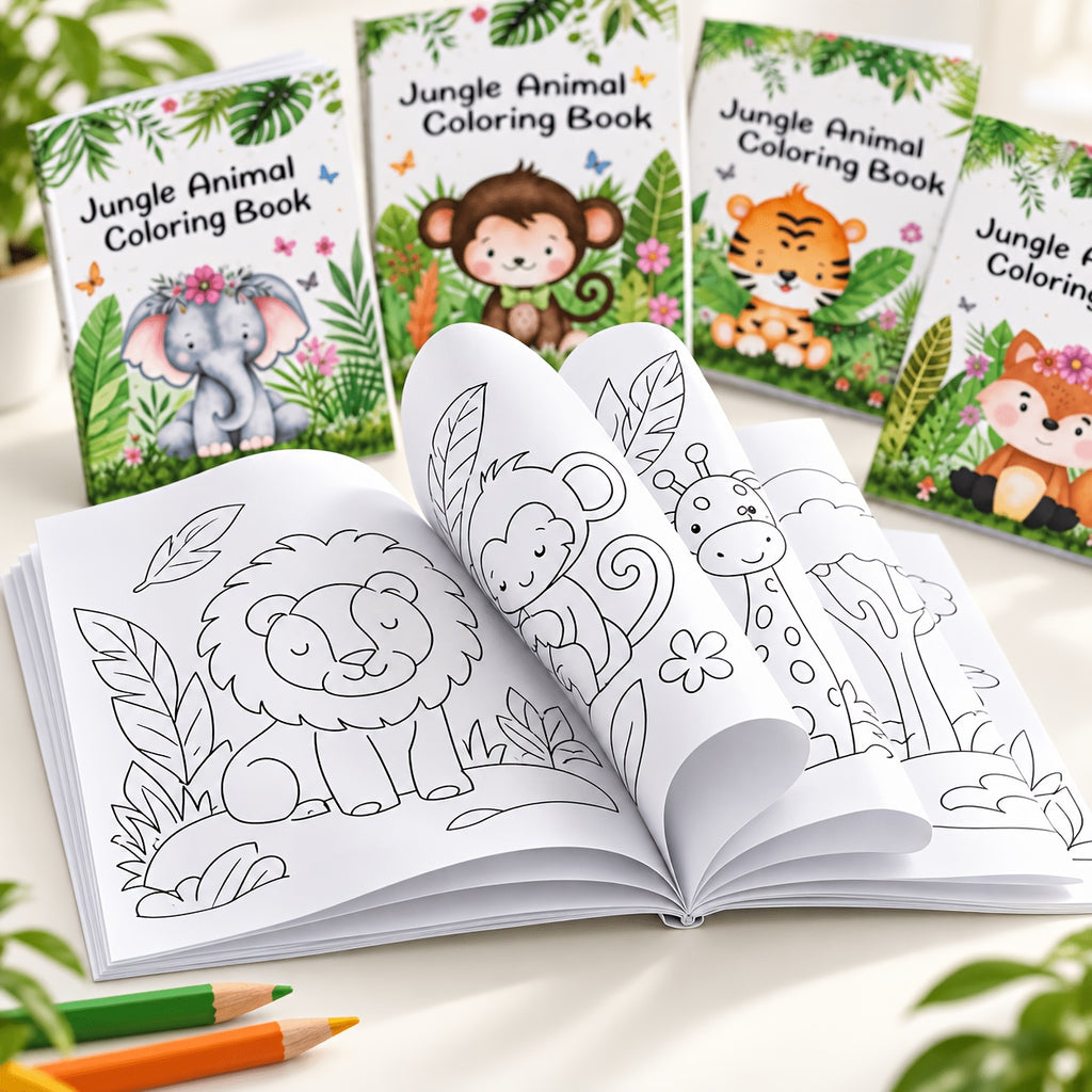 Jungle Animal Colouring Books (4 Books, 12 Pages Each) (photo 2)