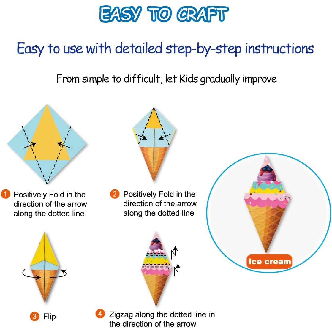 Origami Paper Set with Printed Patterns and Guide (photo 3)
