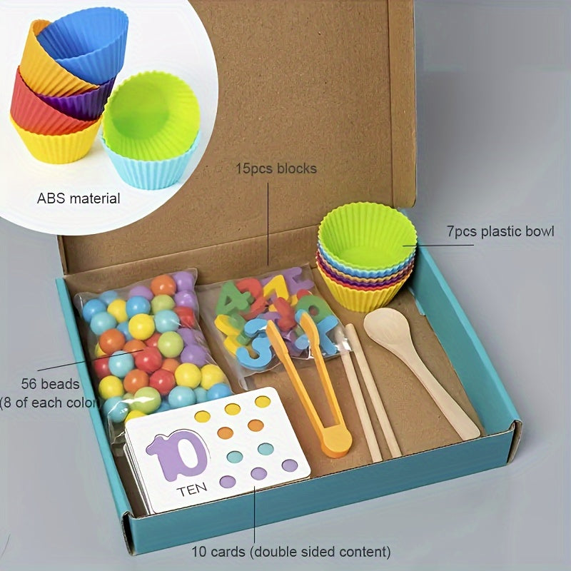 Wooden Bead Counting and Clip Game with Colour Cards (photo 4)
