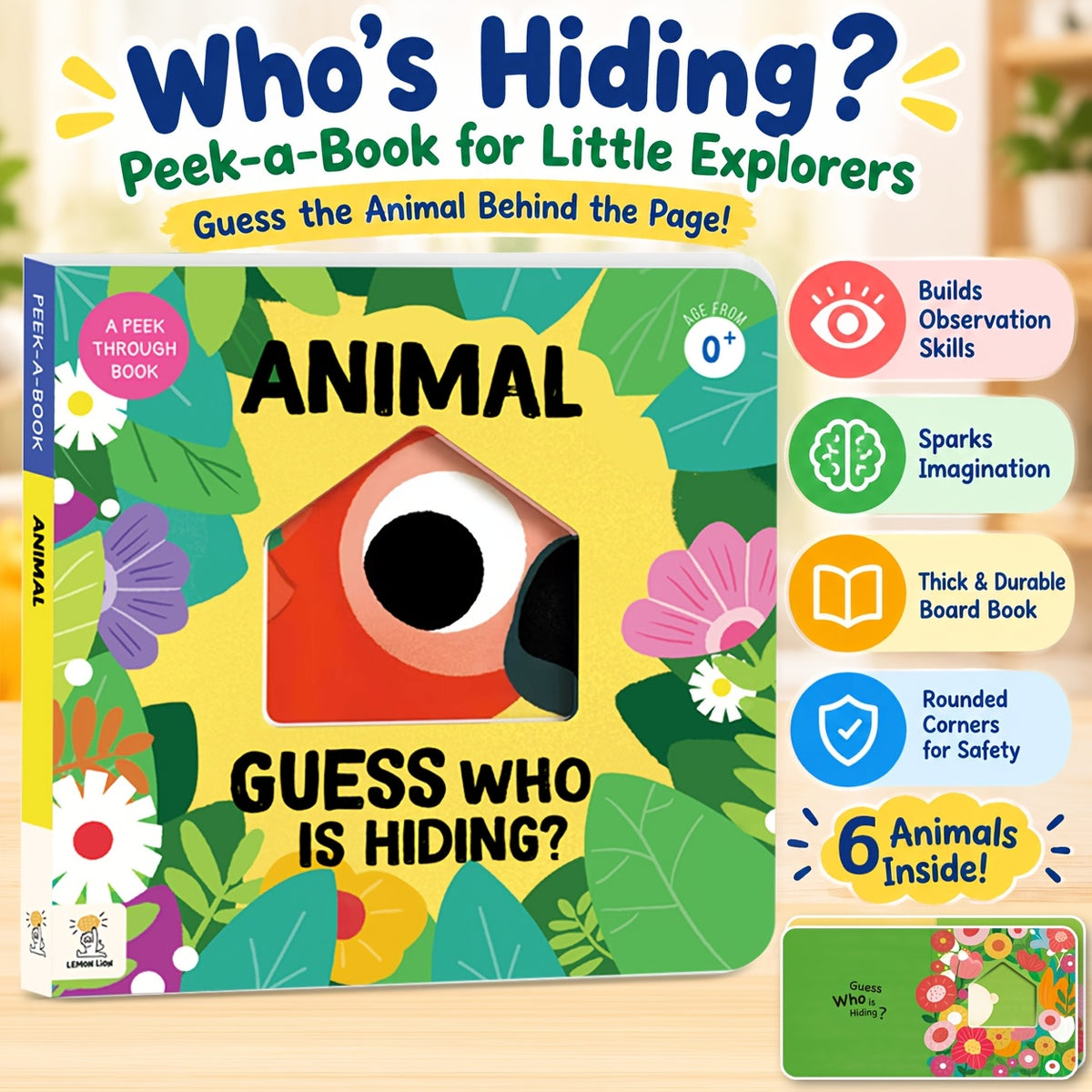 Peek-a-Boo Animals Board Book with Cut-Out Holes (photo 3)