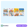 Eight English beginner reader books including Go Shopping, Move Move and One Week